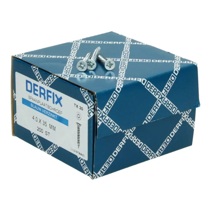Uitverkoop Spaanplaatschroef 4,0 x 35mm Kruiskop PZ2 - 200 st. voldraad verzinkt - 87221