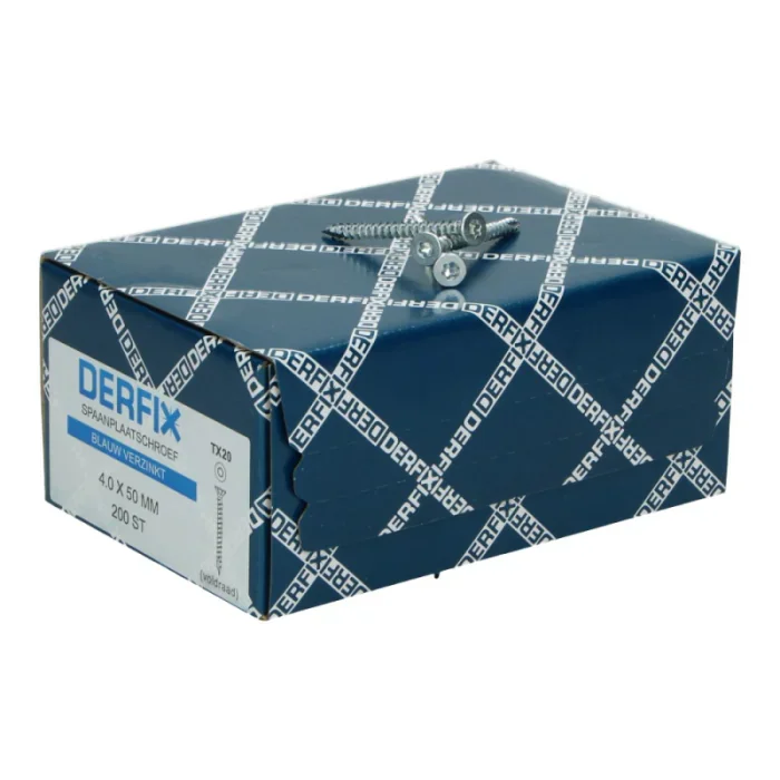 Spaanplaatschroef 4,0 x 50mm Kruiskop PZ2 - 200 st. voldraad verzinkt - 87223 Nieuw