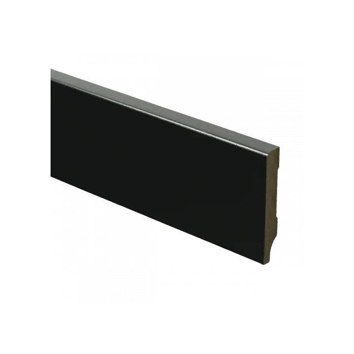 Korting Vochtwerende MDF plint Modern 9x55mm Gelakt Zwart RAL9005 - 15966