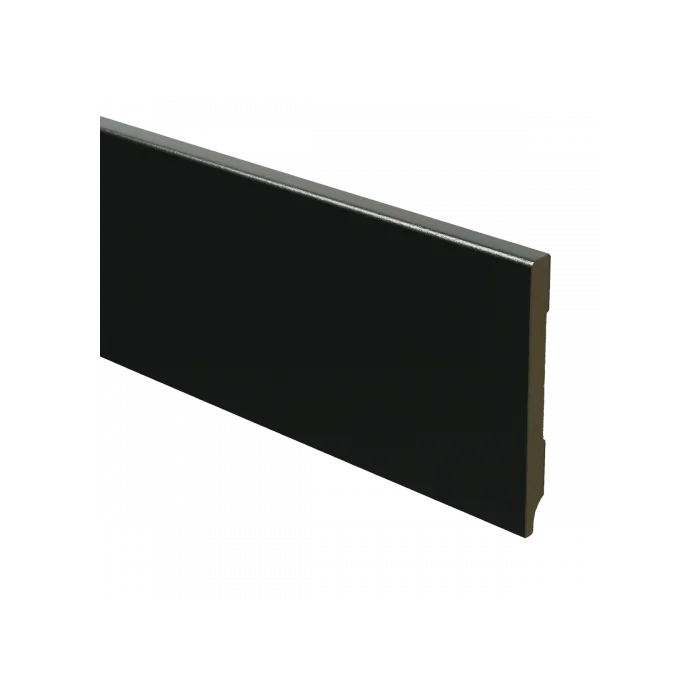 Direct Beschikbaar Vochtwerende MDF plint Modern 9x90mm Gelakt Zwart RAL9005 - 15968