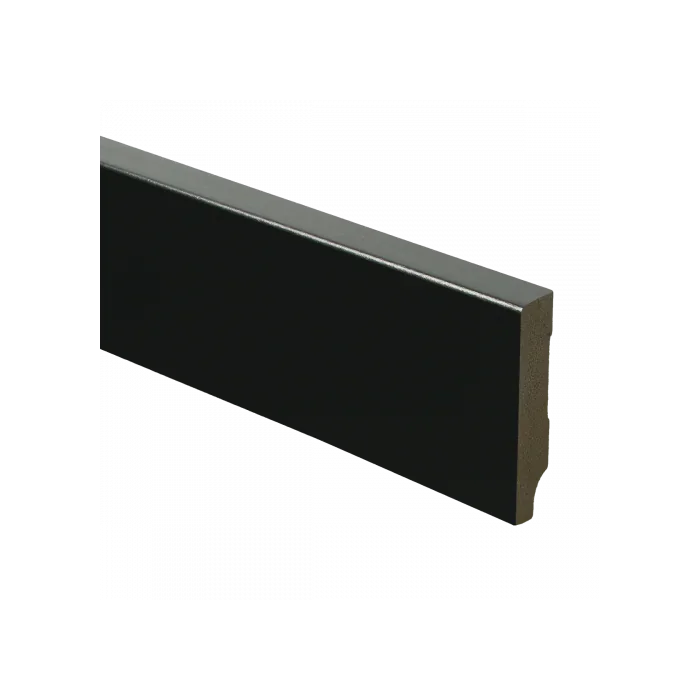Vochtwerende MDF plint Modern 12x55mm Gelakt Zwart RAL9005 - 15969 Direct Verzonden