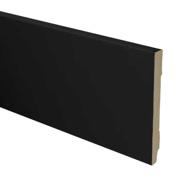 Vochtwerende MDF plint Modern Recht 12x120mm Zwart Folie - 16279 Tijdelijk Beschikbaar