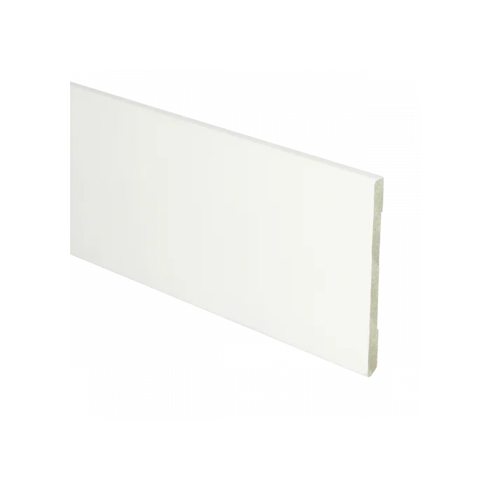 Vochtwerende MDF plint Modern Recht 6x90mm Verkeerswit Gelakt RAL9016 - 16566 Gratis Retour