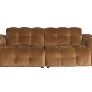 Sofa Hackman 3-Seater Velours Cognac Voordeelprijs