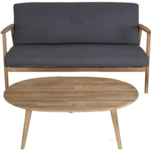 Laatste Versie Narvik 4-delige loungeset voor buiten - Antraciet en teak afwerking