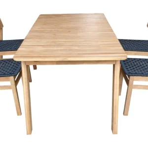 Jala Garden 5-delige tuinset - Acaciahout met lichte teaklook - 20 mm antracietkleurig plat snoer Nieuw