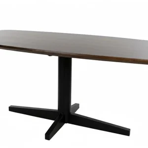 Snelle Levering Eetkamertafel 240, Deens ovaal, poot zwart, mango bruin walnoot