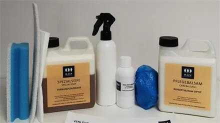Meest Verkocht Hain Pflege-Set, rohoptik inkl. Spezialseife 1l, Pflegebalsam 1l, Wischtuch,...